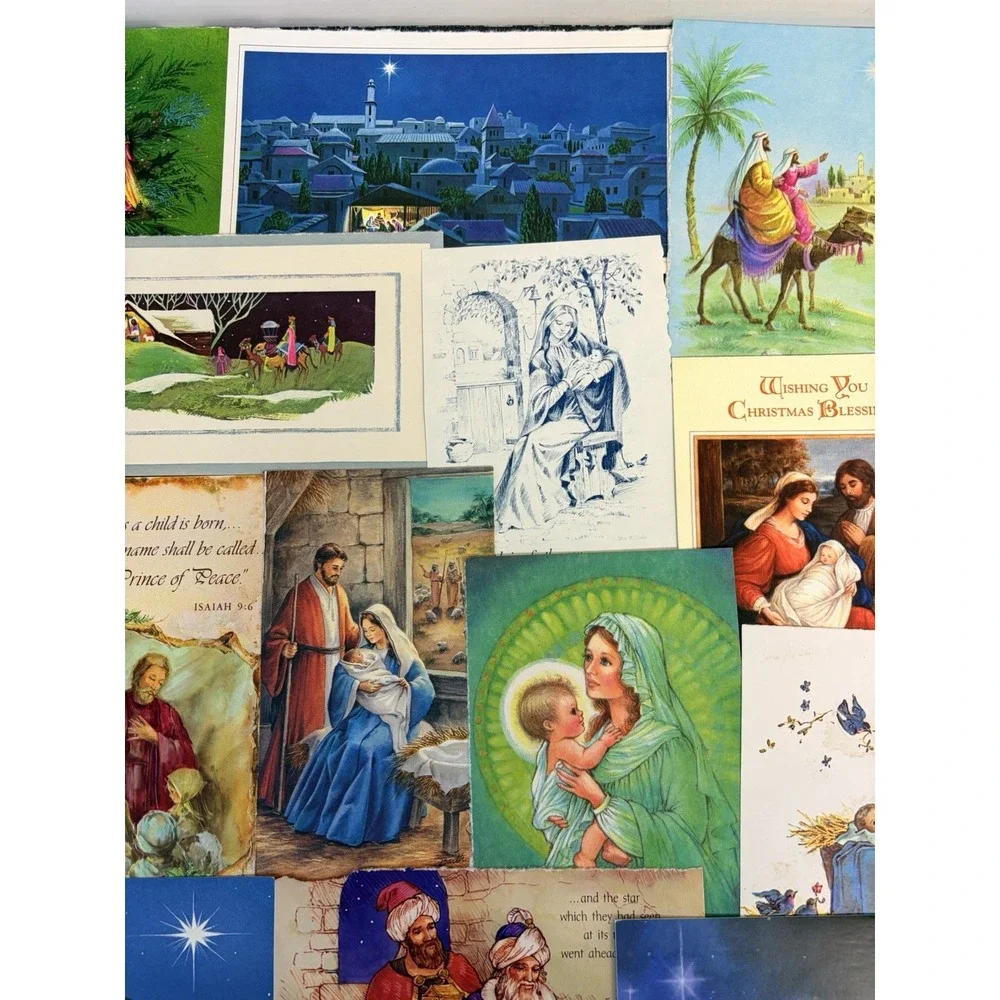 Vintage Christmas Cards Fronts ONLY Nativity Scrapbooking Crafts Lot of 50+